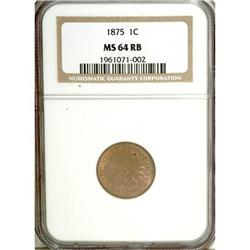 1875 1C Red and Brown MS64 NGC