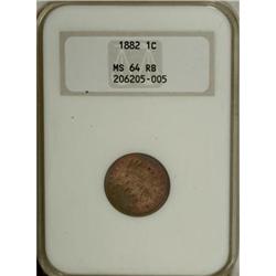 1882 1C Red and Brown MS64 NGC