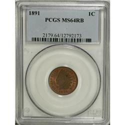 1891 1C Red and Brown MS64 PCGS