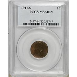 1911-S 1C Brown MS64 PCGS
