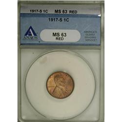 1917-S 1C Red MS63 ANACS
