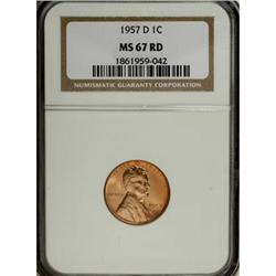 1957-D 1C Red MS67 NGC