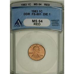 1983 1C Doubled Die Reverse Red MS64 ANACS