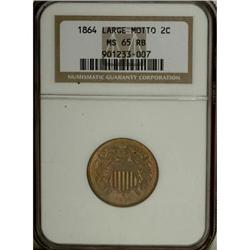 1864 2C Large Motto Red and Brown MS65 NGC