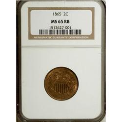 1865 2C Red and Brown MS65 NGC