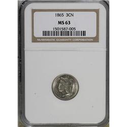1865 3CN MS63 NGC