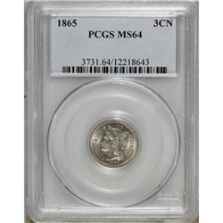 1865 3CN MS64 PCGS