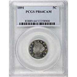 1891 5C Cameo PR64 PCGS