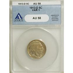 1913-D 5C Type One AU58 ANACS