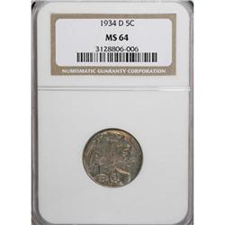 1934-D 5C MS64 NGC
