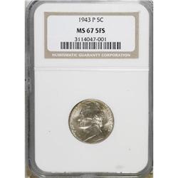 1943-P 5C Full Steps MS67 NGC