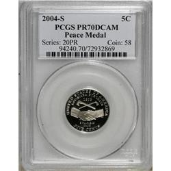 2004-S 5C Peace Medal Deep Cameo PR70 PCGS
