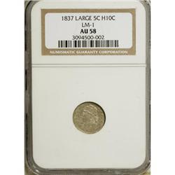 1837 H10C Large 5C AU58 NGC