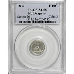 1838 H10C Large Stars, No Drapery AU55 PCGS