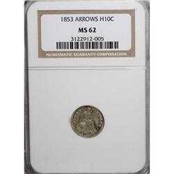 1853 H10C Arrows MS62 NGC