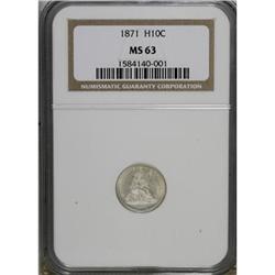 1871 H10C MS63 NGC