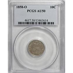 1858-O 10C AU50 PCGS