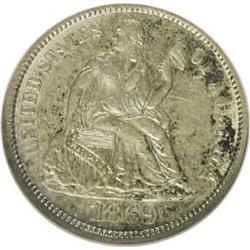 1869-S 10C AU55 NGC