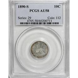 1890-S 10C AU58 PCGS