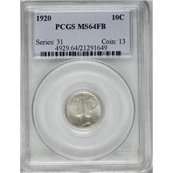 1920 10C Full Bands MS64 PCGS