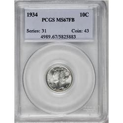 1934 10C Full Bands MS67 PCGS