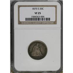 1875-S 20C VF25 NGC