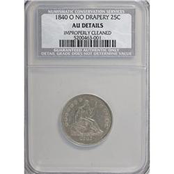 1840-O 25C No Drapery AU50 CSN