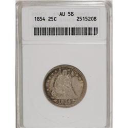 1854 25C Arrows AU58 ANACS