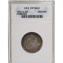 1864-S 25C VG8 ANACS