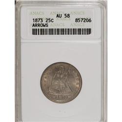 1873 25C Arrows AU58 ANACS