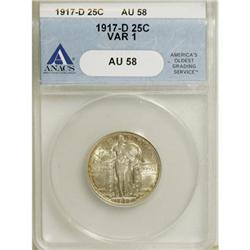 1917-D 25C Type One AU58 ANACS