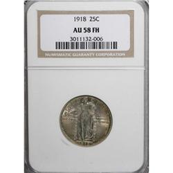 1918 25C Full Head AU58 NGC