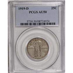 1919-D 25C AU50 PCGS
