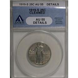 1919-S 25C AU55 ANACS