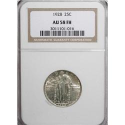 1928 25C Full Head AU58 NGC