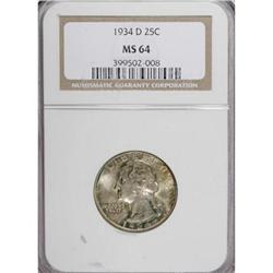 1934-D 25C Medium Motto MS64 NGC