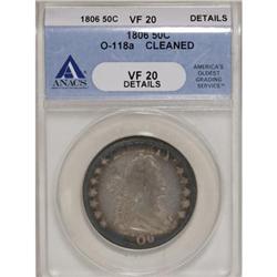 1806 50C Pointed 6, Stem VF20 ANACS
