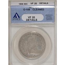 1806 50C Pointed 6, No Stem VF20 ANACS
