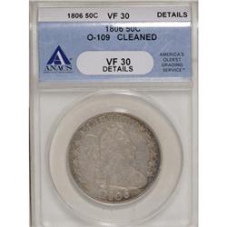 1806 50C Pointed 6, No Stem VF30 ANACS
