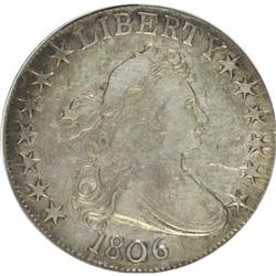 1806 50C Pointed 6, No Stem VF30 ANACS