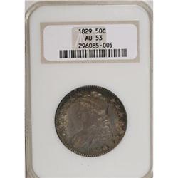 1829 50C Small Letters AU53 NGC