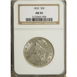 1832 50C Small Letters AU55 NGC