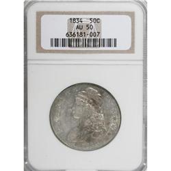 1834 50C Large Date, Large Letters AU50 NGC