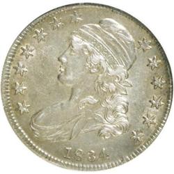 1834 50C Small Date, Small Letters AU58 NGC