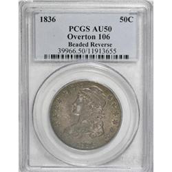 1836 50C Lettered Edge AU50 PCGS