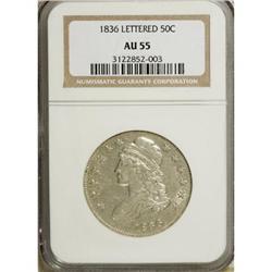 1836 50C Lettered Edge AU55 NGC