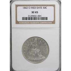 1842-O 50C Medium Date, Large Letters XF45 NGC
