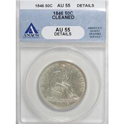 1846 50C Medium Date AU55 ANACS