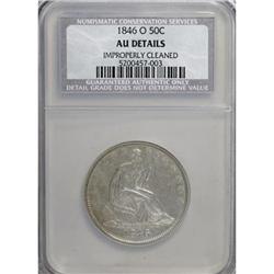 1846-O 50C Medium Date AU50 CSN