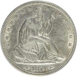 1874 50C Arrows AU55 ANACS